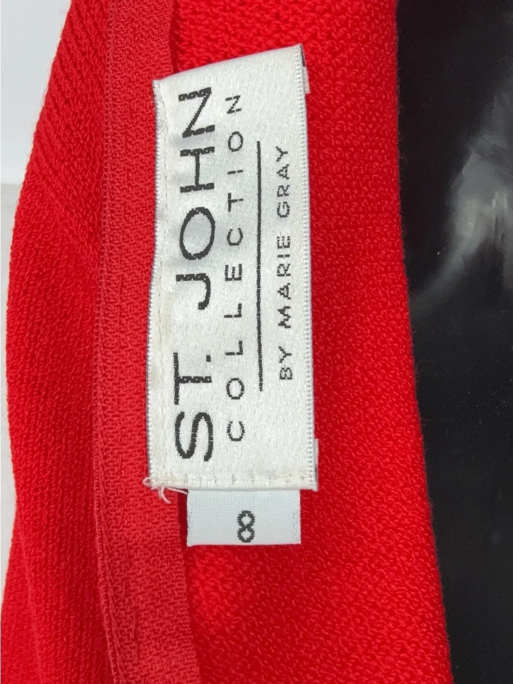 St. John collection by Marie gray Red Long Sleeve Knit Dress 8 - Picture 4 of 7